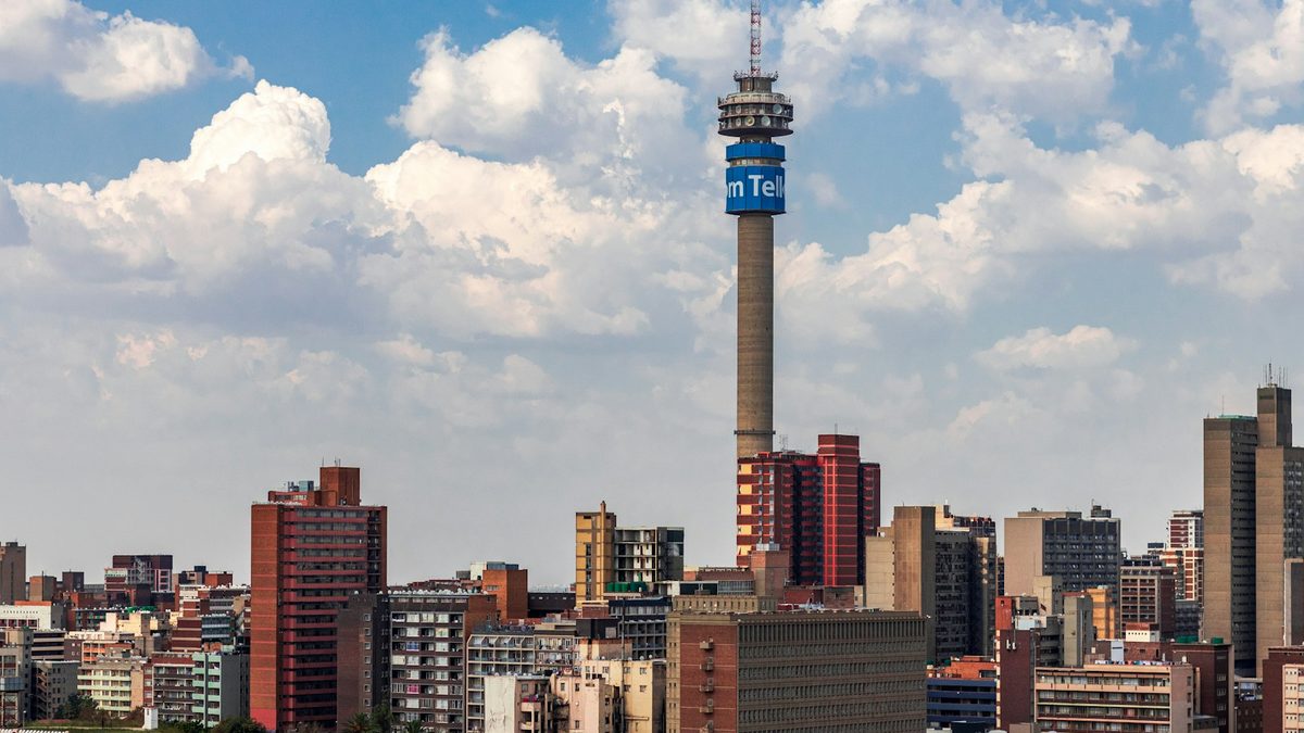 Johannesburg city skyline with the Hillbrow telecommunications tower